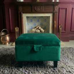 Plush Velvet Ottoman Storage Blanket Toy Box With Black Wooden Legs - thumbnail 2