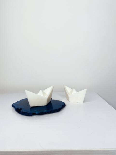 Origami Boat Candles, Eco-Friendly Soy Wax, Set Of 2 - image 1