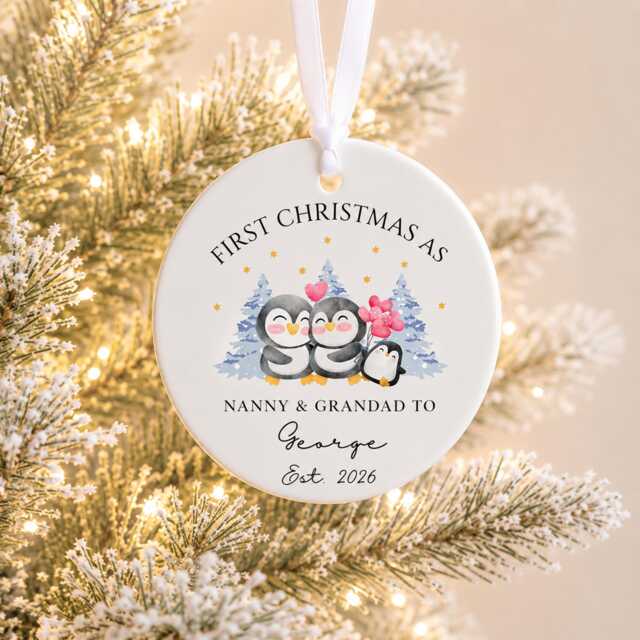 Personalised Baby's First Christmas Bauble, Nanny & Grandad Gift, New Grandparents Keepsake, 2026 Ornament - image 1