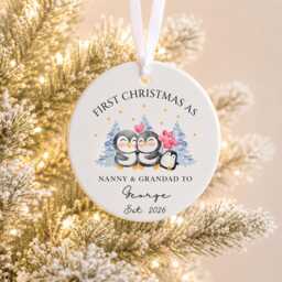 Personalised Baby's First Christmas Bauble, Nanny & Grandad Gift, New Grandparents Keepsake, 2026 Ornament - thumbnail 1