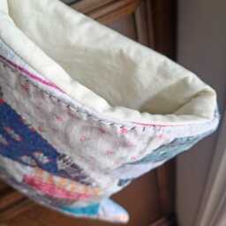 Shabby Quilted Stocking, Christmas Stocking From Vintage Crazy Patch Quilt - thumbnail 4
