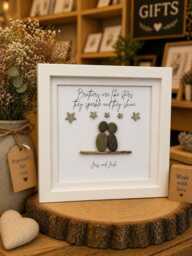 Personalised Pebble Art Brother Sister Gift, Stars Quote Framed Print
