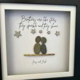 Personalised Pebble Art Brother Sister Gift, Stars Quote Framed Print - thumbnail 3