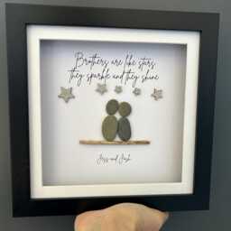 Personalised Pebble Art Brother Sister Gift, Stars Quote Framed Print - thumbnail 2