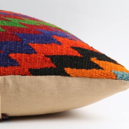20x20 Turkish Kilim Pillow Cover Handwoven Bohemian Cushion - thumbnail 3