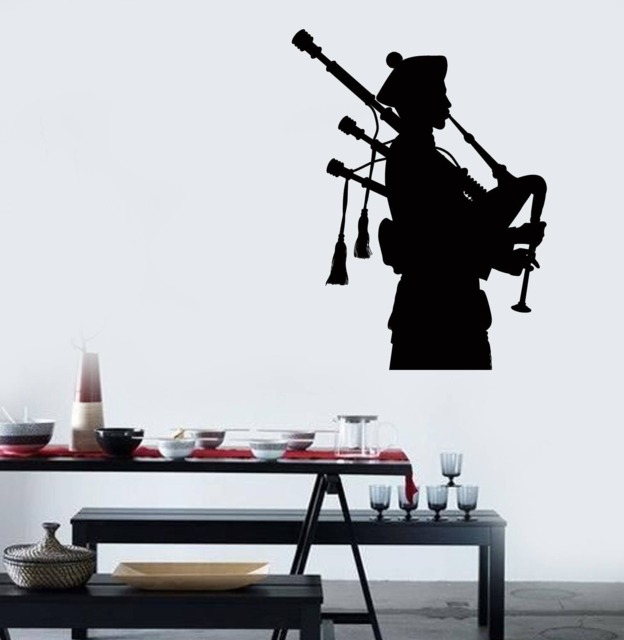 Wall Vinyl Decal Scottish National Music Irishman Bagpipes Art Mural Decor - #2531Dz - image 1
