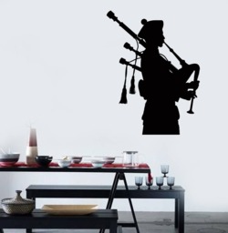 Wall Vinyl Decal Scottish National Music Irishman Bagpipes Art Mural Decor - #2531Dz - thumbnail 1