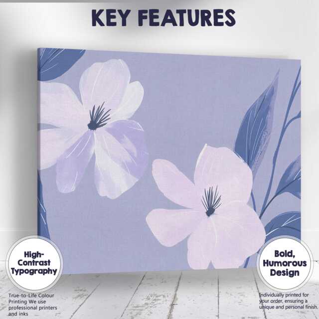 Lilac Floral Bloom Botanical Illustration Contemporary Flower Art Canvas Wall Print Decor Picture Ready To Hang - image 1