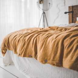 stonewashed Linen Flat Sheet Moss Green Bedding, Custom Size - thumbnail 3
