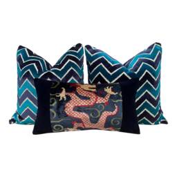 Schumacher Bixi Velvet Lumbar Pillow, Dark Navy. Decorative Pillow. Designer Pillows, Accent Cushion Cover, Decorative Pillow - thumbnail 4