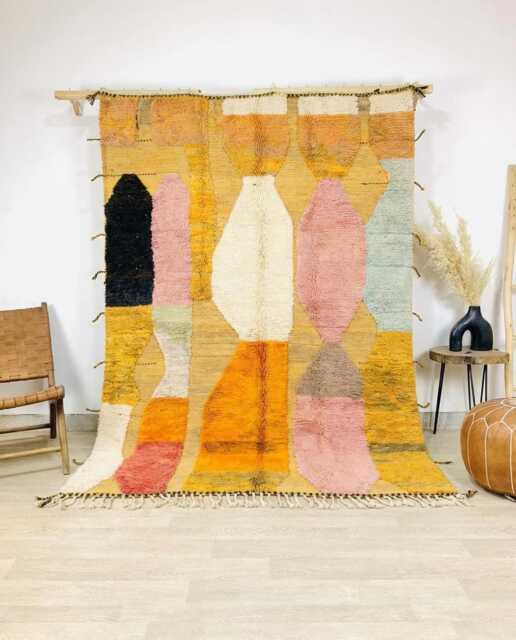 Hand Tufted Moroccan Yellow Berber Rug, Authentic Beni Ourain Carpet, Large 9x12 Area Handwoven Wool Shag Boho Nursery Room - image 1