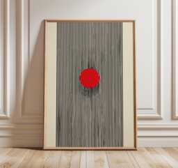 Modern Minimalist Red Dot Poster, Black & White Line Art Print, Abstract Geometric Wall Art, Contemporary Home Decor - thumbnail 1