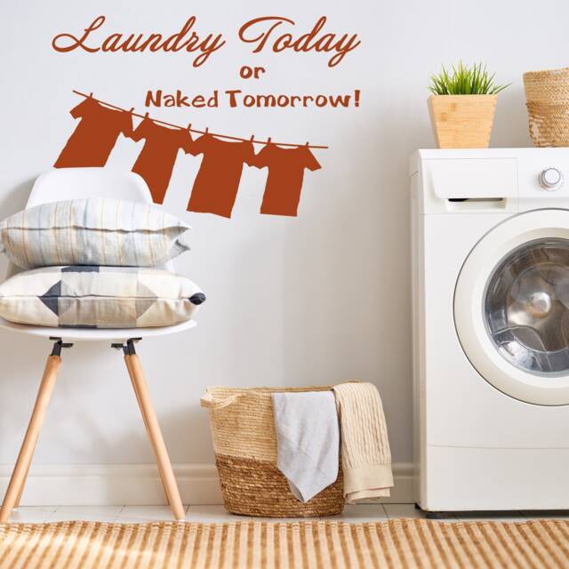 Laundry Quote Wall Vinyl Sticker - Room Door Sign Art Decor Wash Dry Day Cleaning Reminder Decal Clean Decoration Washing Cloth Label - image 1