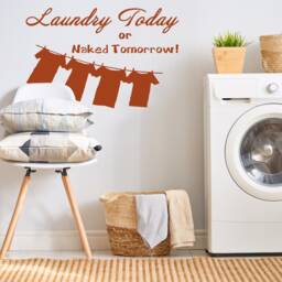 Laundry Quote Wall Vinyl Sticker - Room Door Sign Art Decor Wash Dry Day Cleaning Reminder Decal Clean Decoration Washing Cloth Label - thumbnail 1