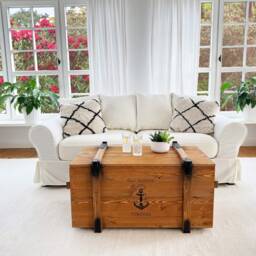 Coffee Table Chest Wooden Box Vintage Shabby Chic - thumbnail 3