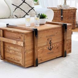Coffee Table Chest Wooden Box Vintage Shabby Chic - thumbnail 2