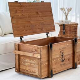 Coffee Table Chest Wooden Box Vintage Shabby Chic - thumbnail 4
