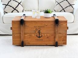 Coffee Table Chest Wooden Box Vintage Shabby Chic - thumbnail 1