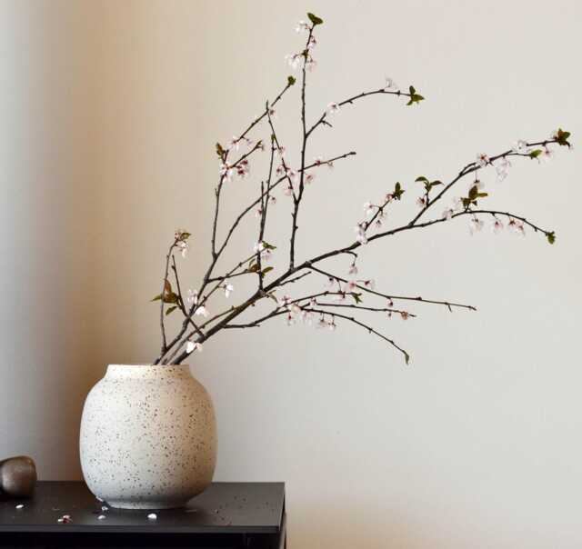 Handmade Beige Speckled Korean Moon Jar Vase Minimalist Rustic Ceramic Pottery, Moribana Ikebana Vase - image 1
