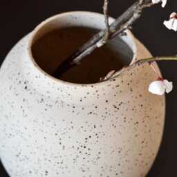 Handmade Beige Speckled Korean Moon Jar Vase Minimalist Rustic Ceramic Pottery, Moribana Ikebana Vase - thumbnail 3