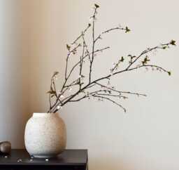 Handmade Beige Speckled Korean Moon Jar Vase Minimalist Rustic Ceramic Pottery, Moribana Ikebana Vase - thumbnail 1