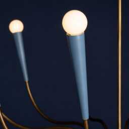 Mid Century Modern Blue Chandelier - 12 Light Sputnik Sky Ceiling Retro Brass Large Chandelier - thumbnail 4