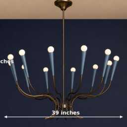 Mid Century Modern Blue Chandelier - 12 Light Sputnik Sky Ceiling Retro Brass Large Chandelier - thumbnail 2