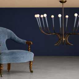 Mid Century Modern Blue Chandelier - 12 Light Sputnik Sky Ceiling Retro Brass Large Chandelier - thumbnail 3