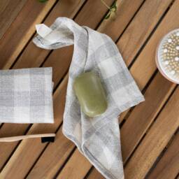 Linen Tartan Towels Sets Of Plaid Rustic Small Make Up Remover Wipes Organic Vegan Face Cleaning Guests Reusable Cloths - thumbnail 3
