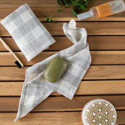 Linen Tartan Towels Sets Of Plaid Rustic Small Make Up Remover Wipes Organic Vegan Face Cleaning Guests Reusable Cloths - thumbnail 2