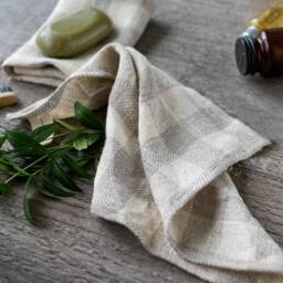 Linen Tartan Towels Sets Of Plaid Rustic Small Make Up Remover Wipes Organic Vegan Face Cleaning Guests Reusable Cloths - thumbnail 4