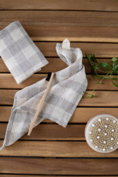 Linen Tartan Towels Sets Of Plaid Rustic Small Make Up Remover Wipes Organic Vegan Face Cleaning Guests Reusable Cloths