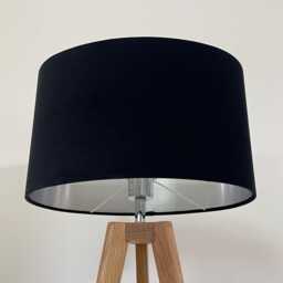 Black Velvet Brushed Silver Oval Lampshade - thumbnail 2