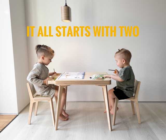 Birch Montessori Table With 2 Chairs Kids Activity Set T 48x57 - image 1
