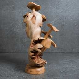 Hand Carved Wood Mushroom Sculpture Rustic Room Decor 7 - thumbnail 4