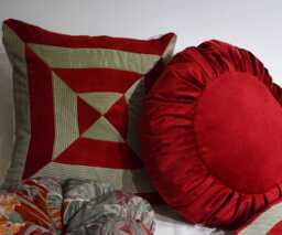 Cushion Cover 40x40cm - Handmade in France Corduroy Patchwork - thumbnail 1