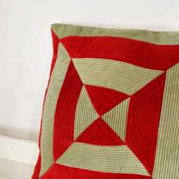 Cushion Cover 40x40cm - Handmade in France Corduroy Patchwork - thumbnail 2