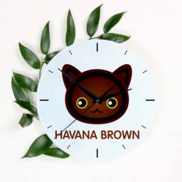 A Clock With A Havana Brown Cat. New Collection The Cute Art-Dog Cat