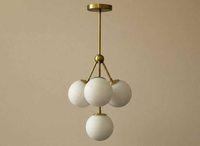 Handmade Brass Chandelier - Modern Glass Ball Pendant Light 12-Arm, 24 Lights - image 1