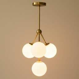 Handmade Brass Chandelier - Modern Glass Ball Pendant Light 12-Arm, 24 Lights - thumbnail 2