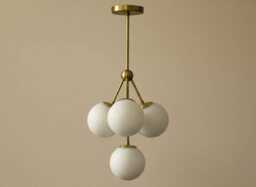 Handmade Brass Chandelier - Modern Glass Ball Pendant Light 12-Arm, 24 Lights - thumbnail 1