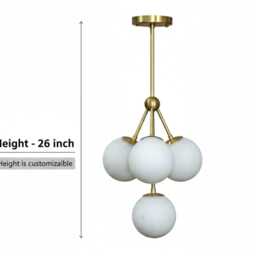 Handmade Brass Chandelier - Modern Glass Ball Pendant Light 12-Arm, 24 Lights - thumbnail 4