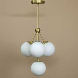 Handmade Brass Chandelier - Modern Glass Ball Pendant Light 12-Arm, 24 Lights - thumbnail 3