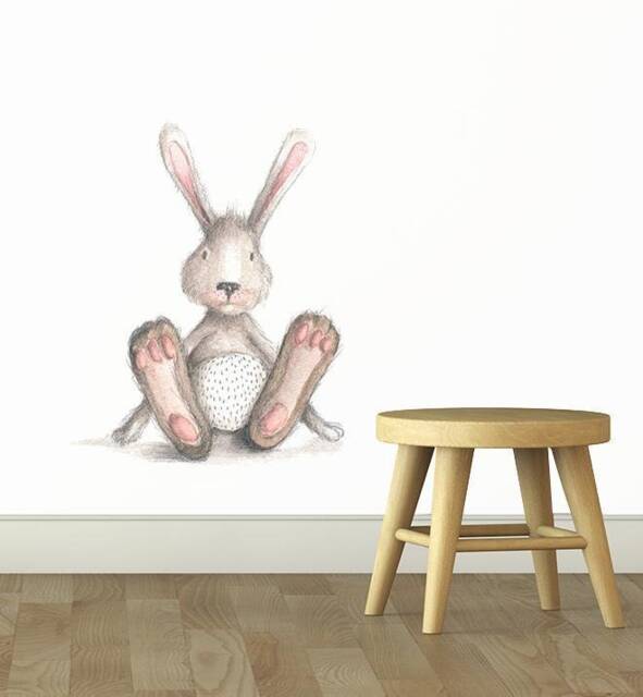 Bunny With Big Feet Wall Sticker Decal - Dogs & Pets Stickers, Art, Decals, Kids Boys, Girls, Animals Decals