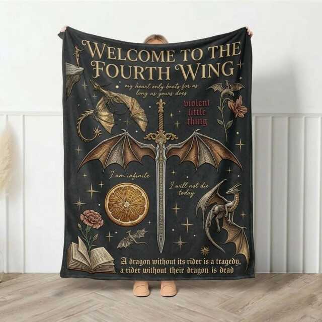 Fourth Wing Blanket, Fly Or Die, Inspired, Iron Flame Empyrean Series, Onyx Storm Dragon Violent Little Thing - image 1