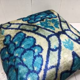 Silk Ikat Pillow Cover 20x20, Hand-Dyed Decorative Cushion - thumbnail 4