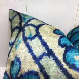 Silk Ikat Pillow Cover 20x20, Hand-Dyed Decorative Cushion - thumbnail 3