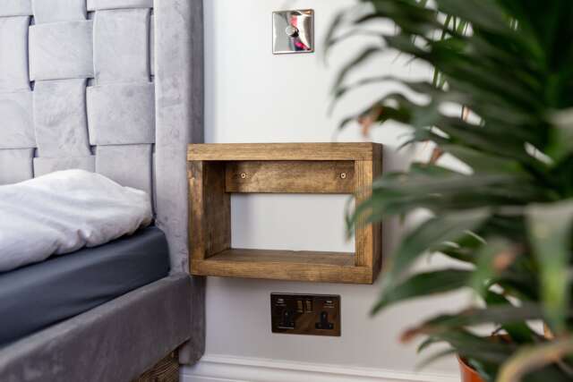 Wooden Floating Bedside Tables/Rustic Chunky Wood - image 1