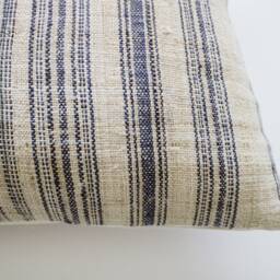 Blue Striped Hmong Lumbar Pillow Cover, Homespun Hemp Pillow, Minimalist Pillows, Slow Living Home Decor, California Casual Throw - thumbnail 3