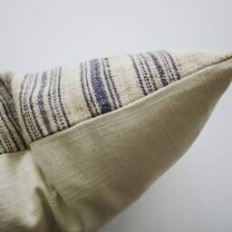 Blue Striped Hmong Lumbar Pillow Cover, Homespun Hemp Pillow, Minimalist Pillows, Slow Living Home Decor, California Casual Throw - thumbnail 4